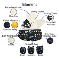 ModernLuxury Printed Baby Cloth Diaper Reusable Cloth Nappy Snap Adjustable Pocket Diaper Nappies For Baby Kids - BIG FRENCHIES