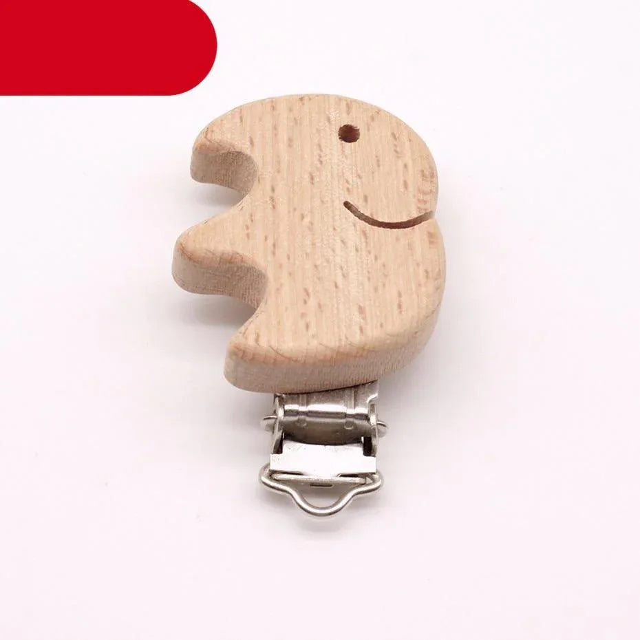 Modern Wood Naural Nipple Chain Accessories BPA Free Cute Modelling Beech Pacifier Clip Small Elephant Heart-shaped Holder for Pacifier - BIG FRENCHIES