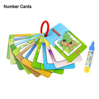 New Magic Doodle Card Water Drawing Card Kids Learn Number/Color/Shape in English 8/10 Pcs with 1 Pcs Water Pen Coloring Toy - BIG FRENCHIES