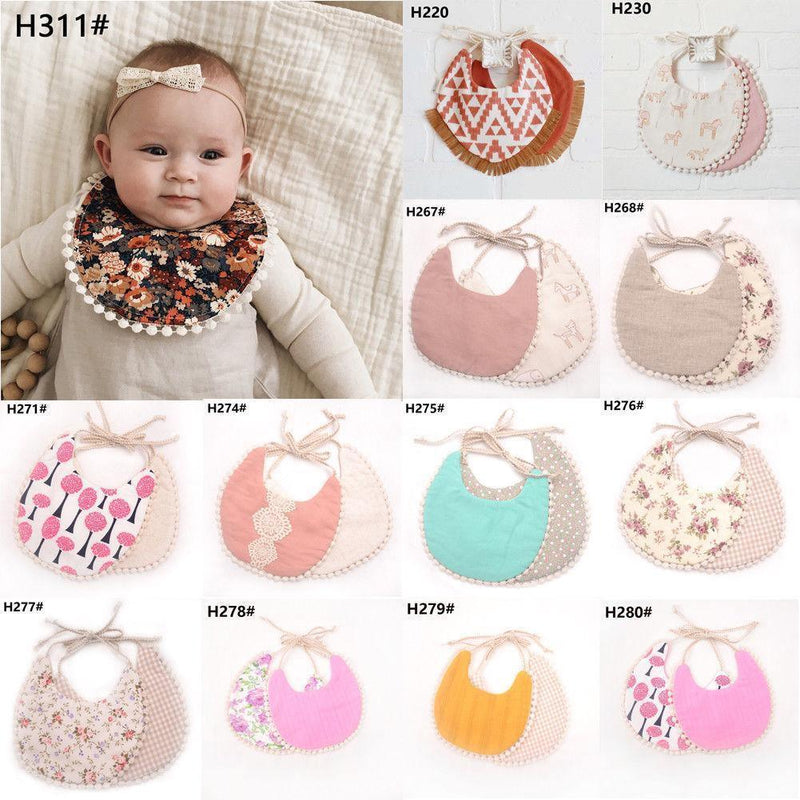 Handmade Luxury Floral Baby Bib Accessories Burp Cloths Newborn Baby Boy Girl Kids Cartoon Bibs 100% Cotton Linen Waterproof Saliva Bib For Kids - BIG FRENCHIES