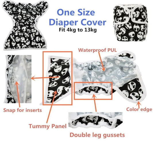 Baby Girl Pink One Size Cloth Diaper Cover Comfortable Nappy With Double Gusset Cartoon Designs Baby Boys Diapers - BIG FRENCHIES