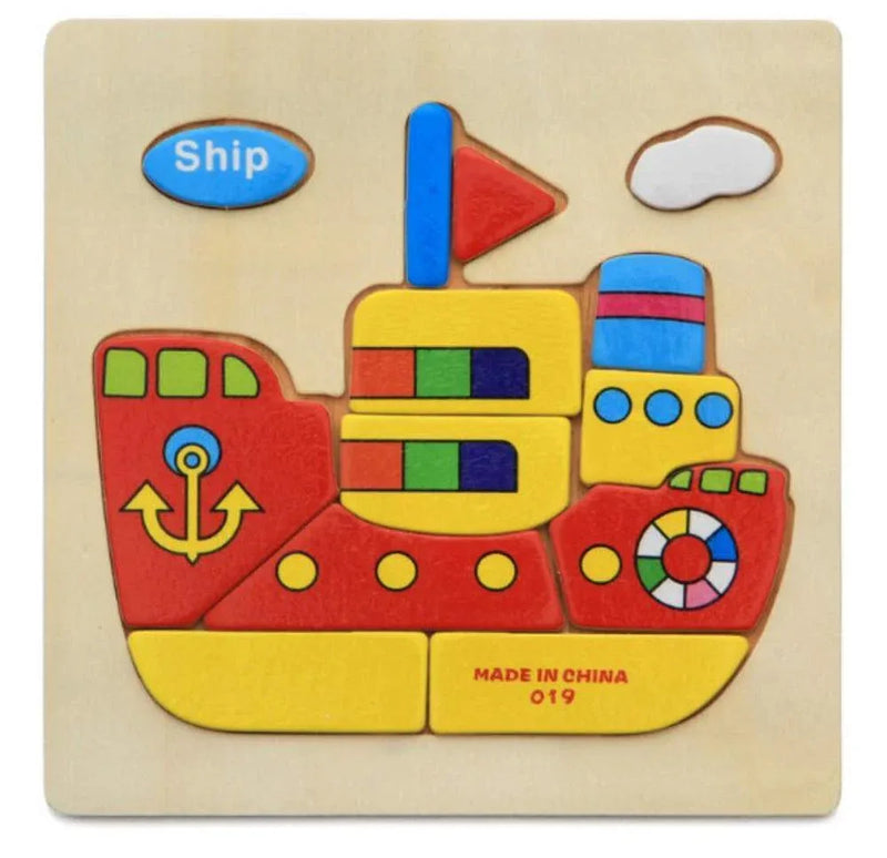 3D Wooden Children Interesting Puzzle Toys With Animals and Cars Exellent Puzzles Intelligence Kids Early Educational Toys For Children - BIG FRENCHIES