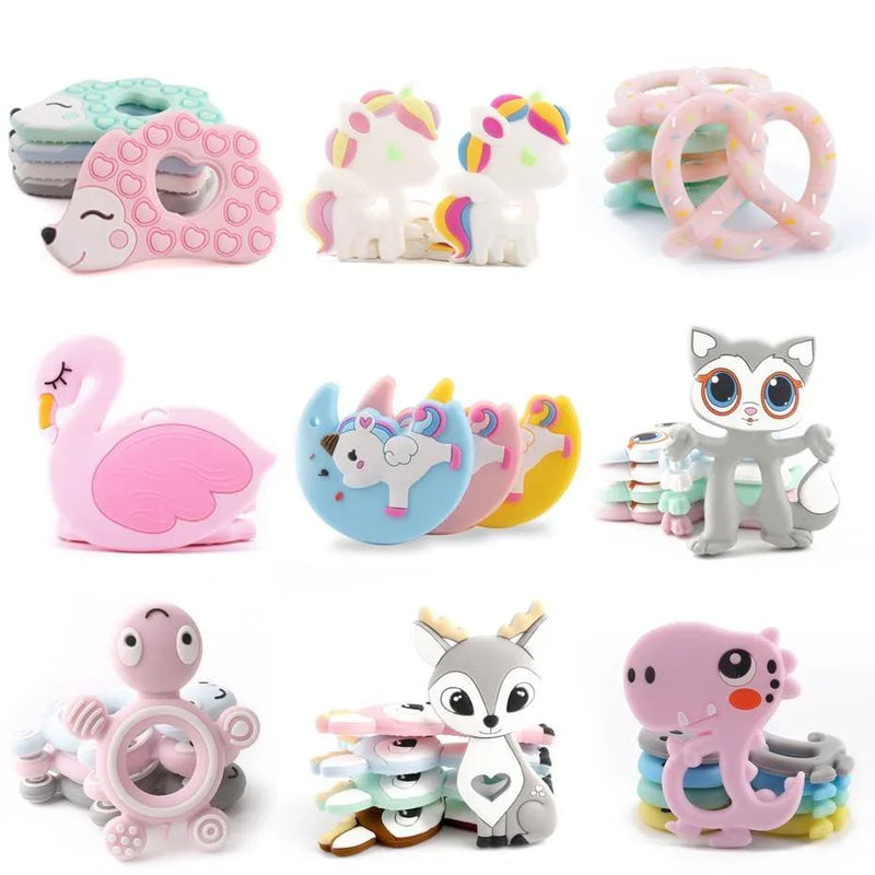 Silicone Teethers Food Grade Tiny Rod Teething Baby Shower Gifts Cartoon Animals Teether Let's Make 1pc - BIG FRENCHIES