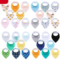 8PCS/SET Comfortable Colorful 100% Organic Cotton Adjustable Snaps Bandana Saliva Bibs For Baby Boys & Girls Kids - BIG FRENCHIES