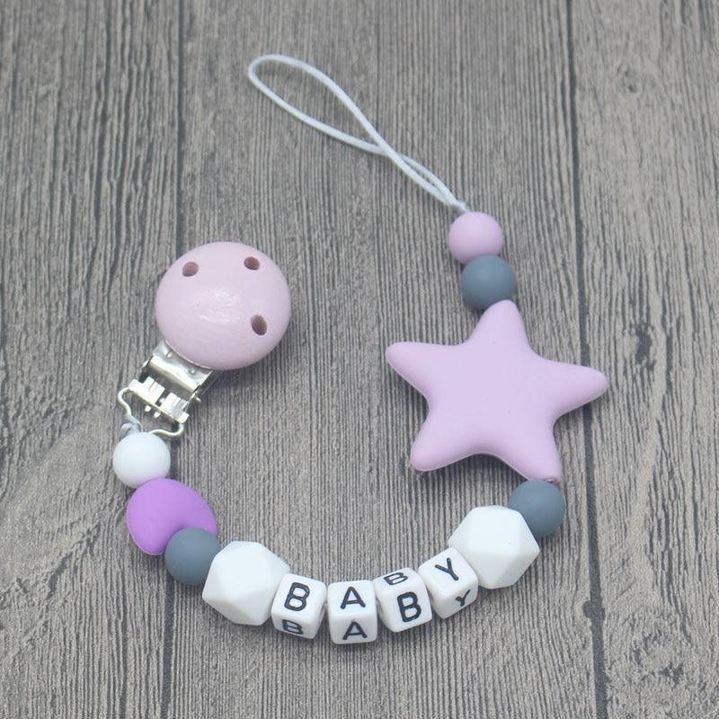 Personalized Name Handmade Pacifier Clips Holder Chain Silicone Pacifier Chains Baby Teether Teething Chain For Baby and Kids - BIG FRENCHIES