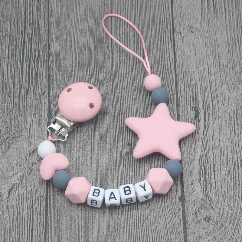 Personalized Name Handmade Pacifier Clips Holder Chain Silicone Pacifier Chains Baby Teether Teething Chain For Baby and Kids - BIG FRENCHIES
