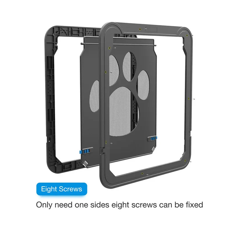 4-Way Lockable Pet Door – Durable Plastic Dog & Cat Flap for Screen Windows and Doors - BIG FRENCHIES