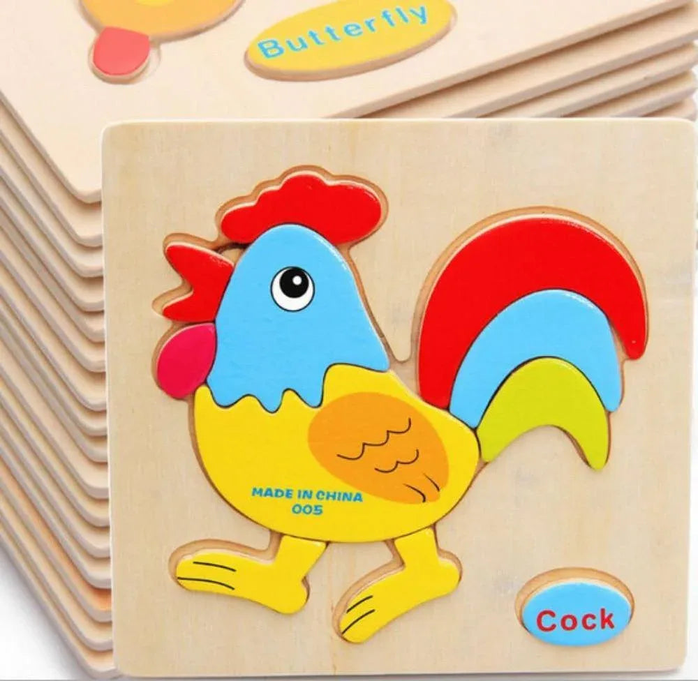 3D Wooden Children Interesting Puzzle Toys With Animals and Cars Exellent Puzzles Intelligence Kids Early Educational Toys For Children - BIG FRENCHIES