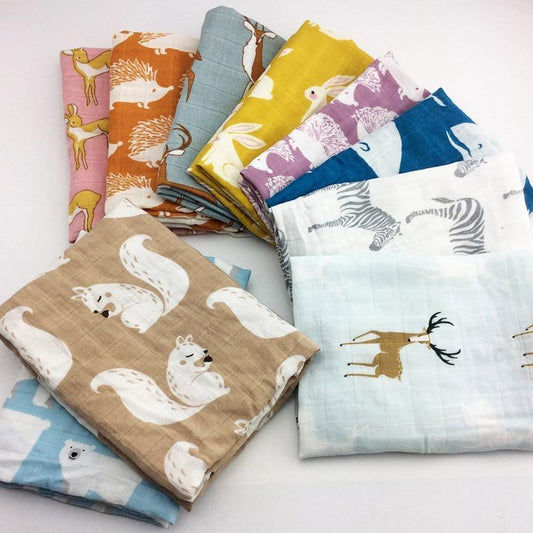 Baby Blankets Newborn Soft Organic Cotton Baby Blanket Muslin Swaddle Wrap Feeding Burp Cloth - BIG FRENCHIES