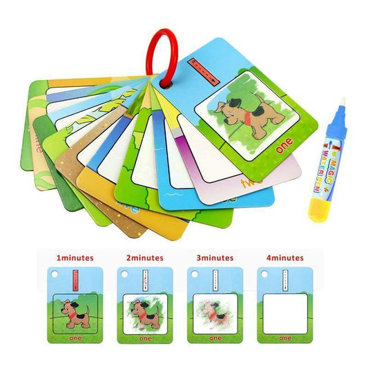 3 Types Water Drawing Learning Card & 1 Magic Pen Coloring Paper Cards Painting Board Educational Toys Drawing Book For For Kids - BIG FRENCHIES