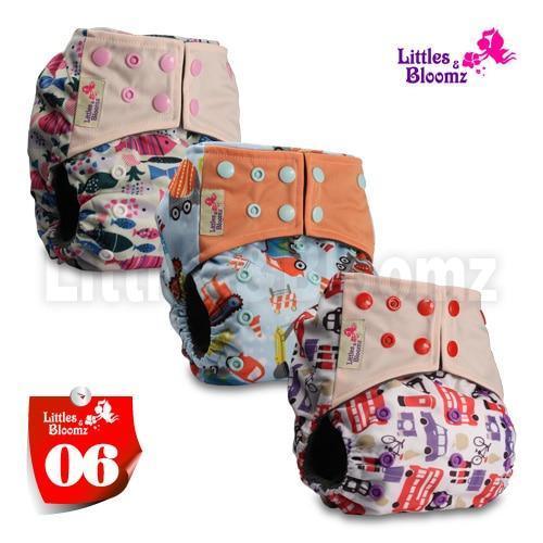 Modern Luxury Printed Washable Real Cloth Pocket Nappy,3 nappies/diapers Set For Girls and Boys Baby In Elegant Style - BIG FRENCHIES