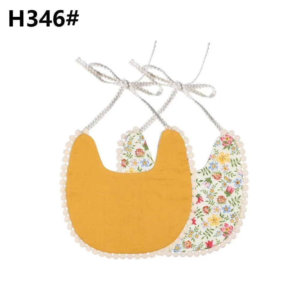 Handmade Luxury Floral Baby Bib Accessories Burp Cloths Newborn Baby Boy Girl Kids Cartoon Bibs 100% Cotton Linen Waterproof Saliva Bib For Kids - BIG FRENCHIES