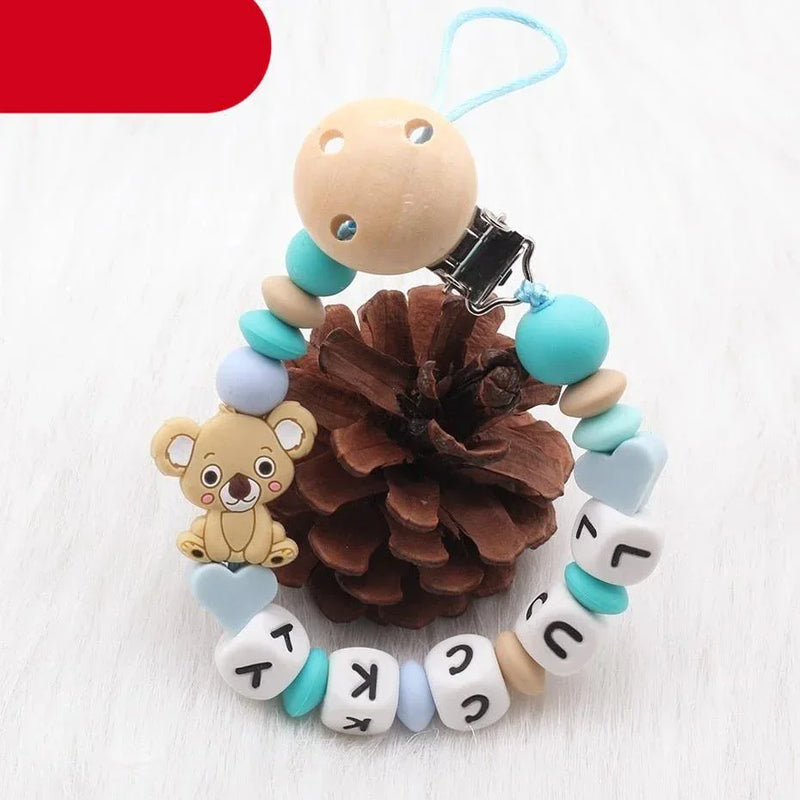 Modern Handmade Personalized Name Baby Pacifier Clips Silicone Pacifier Chain Wood Pacifier Holders For Pacifier For Baby Kids - BIG FRENCHIES