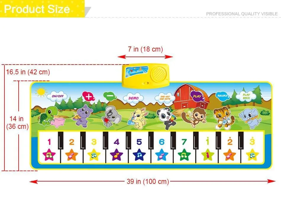 Animals Musical Mat Carpet with 10 Keys Record Function Animal Sounds Play Touch Piano Educational Toys For Kids - BIG FRENCHIES