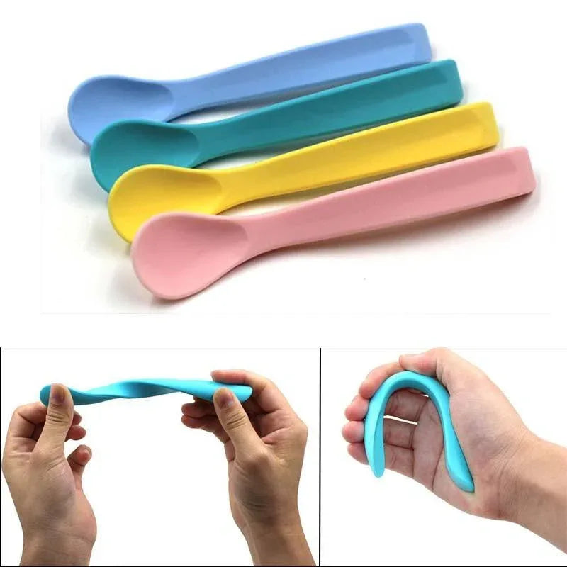 Baby Soft Flexible Silicone Spoon Food Grade Baby Feeding Spoons Safety Tableware Infant Learning Spoons For Boys And Girls - BIG FRENCHIES