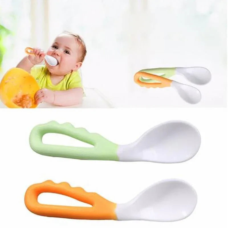 Baby Food Supplement Feeding Spoon Children's Products Curved Handle Easy To Grasp Children Tableware Baby Diet Training Spoon for eating - BIG FRENCHIES