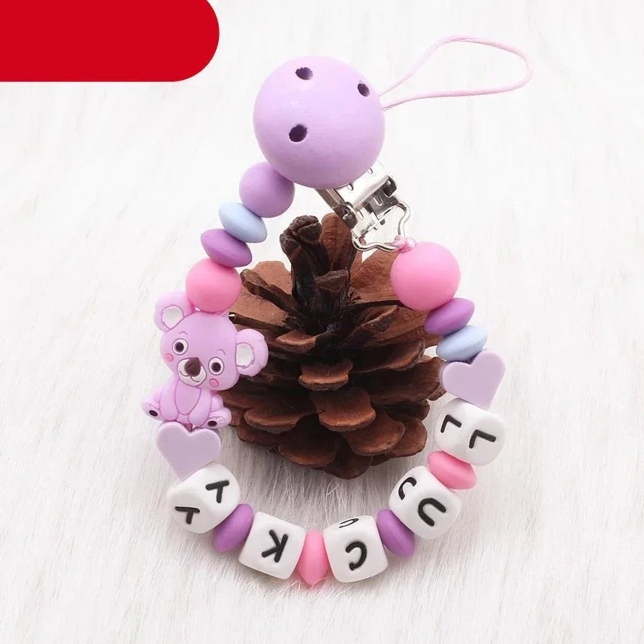 Modern Handmade Personalized Name Baby Pacifier Clips Silicone Pacifier Chain Wood Pacifier Holders For Pacifier For Baby Kids - BIG FRENCHIES