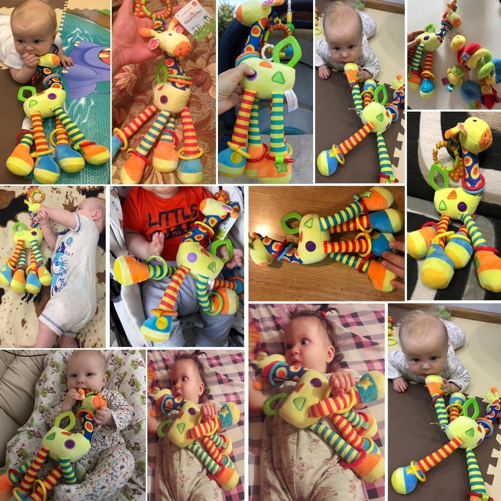 Modern Baby Development Giraffe Animal Hand Bells Rattles Handle Toys Stroller Hanging Teether Baby Toys For Kids - BIG FRENCHIES