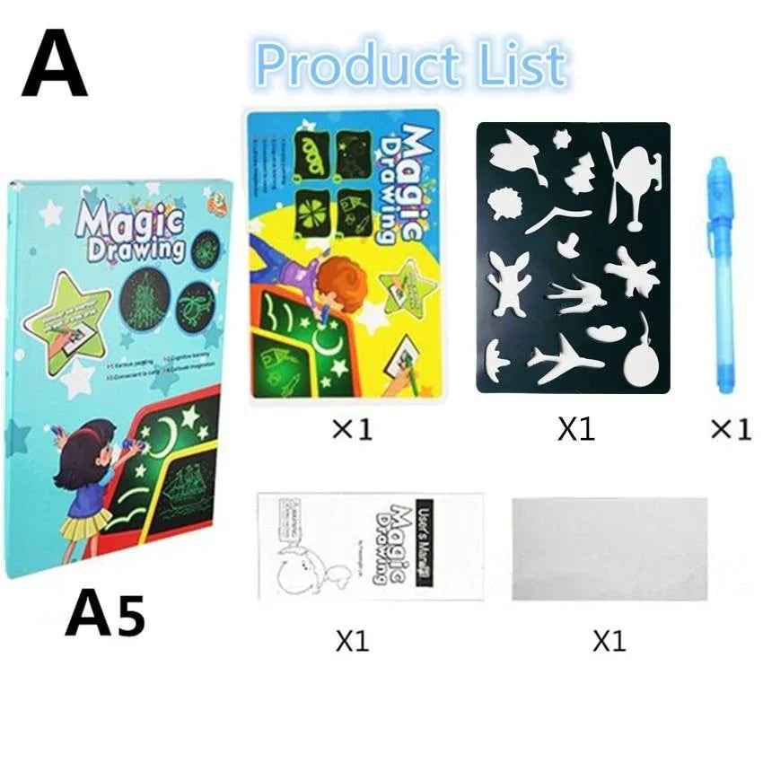 Educational Toy Drawing Board Tablet Graffiti 1pc A4 A3 Led Luminous Magic Raw With Light-fun - BIG FRENCHIES