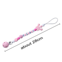 Pink Silicone Personalised Name Baby Pacifier Clips Crochet Beads Silicone Crown Pacifier Chain Holder For Kids and Baby Pacifier - BIG FRENCHIES