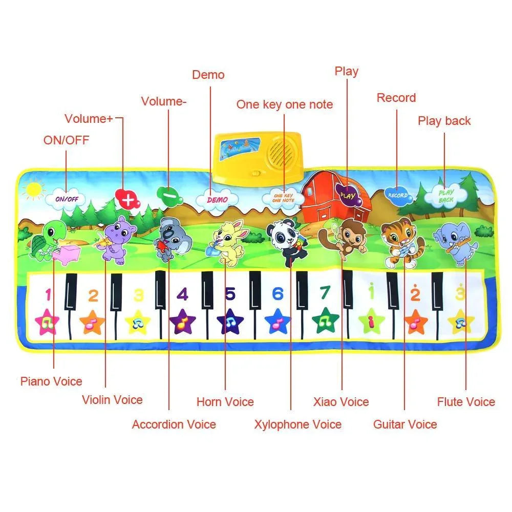 Animals Musical Mat Carpet with 10 Keys Record Function Animal Sounds Play Touch Piano Educational Toys For Kids - BIG FRENCHIES