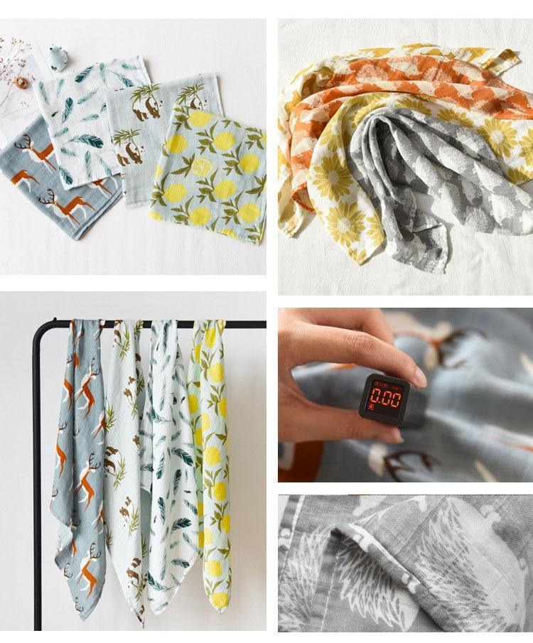 Baby Blankets Newborn Soft Organic Cotton Baby Blanket Muslin Swaddle Wrap Feeding Burp Cloth - BIG FRENCHIES