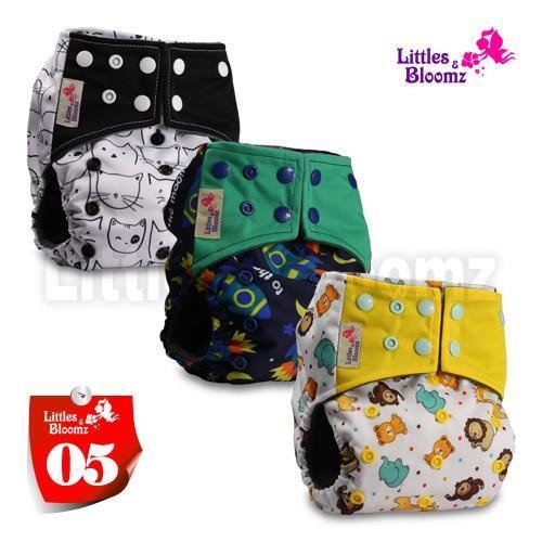 Modern Luxury Printed Washable Real Cloth Pocket Nappy,3 nappies/diapers Set For Girls and Boys Baby In Elegant Style - BIG FRENCHIES
