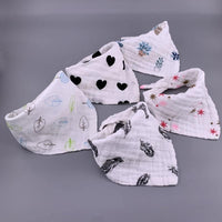 Modern 5PCS/Pack Cotton Baby Bibs 4 Lyers Girls Boys Triangle Feeding Burp Cloth Collar Scarf For Feeding - BIG FRENCHIES