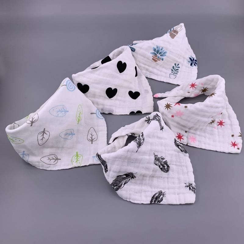 Modern 5PCS/Pack Cotton Baby Bibs 4 Lyers Girls Boys Triangle Feeding Burp Cloth Collar Scarf For Feeding - BIG FRENCHIES