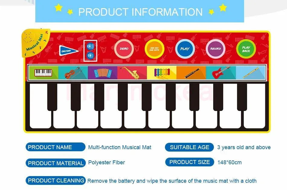 Children Musical Toys Crawling Piano Carpet Educational Toy Kids Baby Touch Play Game Mats Gift For Kids - BIG FRENCHIES