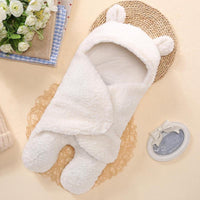 Winter Baby Blanket Cute Cartoon Bear Ears Newborn Swaddle Wrap Warm Unisex Infant Sleeping Bag Soft Envelope Kids Bedding Blanet for Baby - BIG FRENCHIES