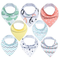 8PCS/SET Comfortable Colorful 100% Organic Cotton Adjustable Snaps Bandana Saliva Bibs For Baby Boys & Girls Kids - BIG FRENCHIES