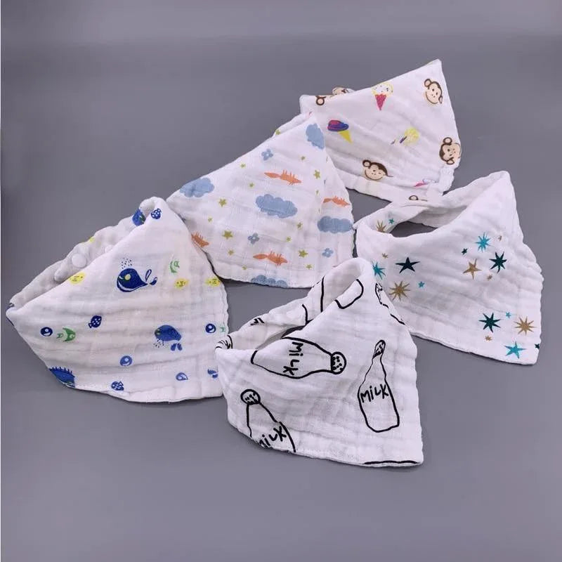 Modern 5PCS/Pack Cotton Baby Bibs 4 Lyers Girls Boys Triangle Feeding Burp Cloth Collar Scarf For Feeding - BIG FRENCHIES
