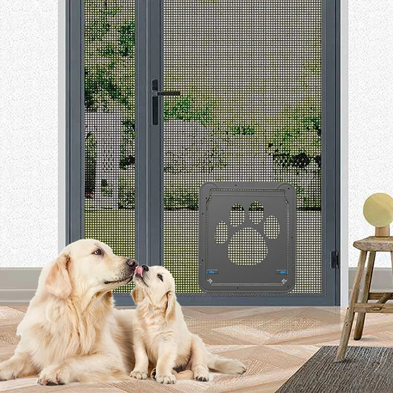 4-Way Lockable Pet Door – Durable Plastic Dog & Cat Flap for Screen Windows and Doors - BIG FRENCHIES