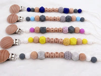 Handmade Personalized Name Silicone Wood Pacifier Clips Safe Teething Chain Baby Teether Clips Holder For Pacifier For Kids - BIG FRENCHIES
