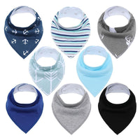 8PCS/SET Comfortable Colorful 100% Organic Cotton Adjustable Snaps Bandana Saliva Bibs For Baby Boys & Girls Kids - BIG FRENCHIES