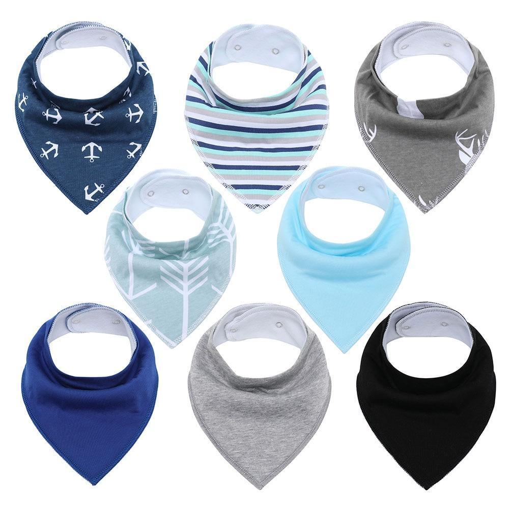 8PCS/SET Comfortable Colorful 100% Organic Cotton Adjustable Snaps Bandana Saliva Bibs For Baby Boys & Girls Kids - BIG FRENCHIES