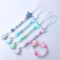 Pink Silicone Personalised Name Baby Pacifier Clips Crochet Beads Silicone Crown Pacifier Chain Holder For Kids and Baby Pacifier - BIG FRENCHIES