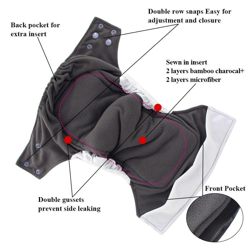 All-In-One Cloth Diaper for Baby Bamboo Charcoal Eco-friendly Baby Cloth Diaper - BIG FRENCHIES