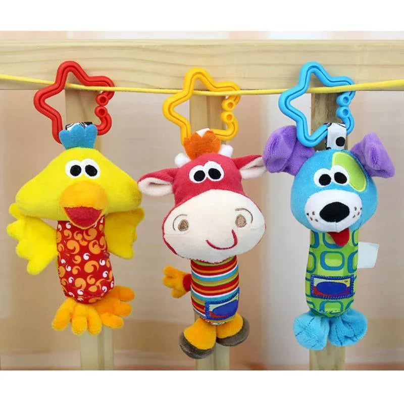 Colorful Baby Kids Rattle Toys Cartoon Animal Plush Hand Bell Baby Stroller Crib Hanging Rattles For Infant Baby Toys - BIG FRENCHIES