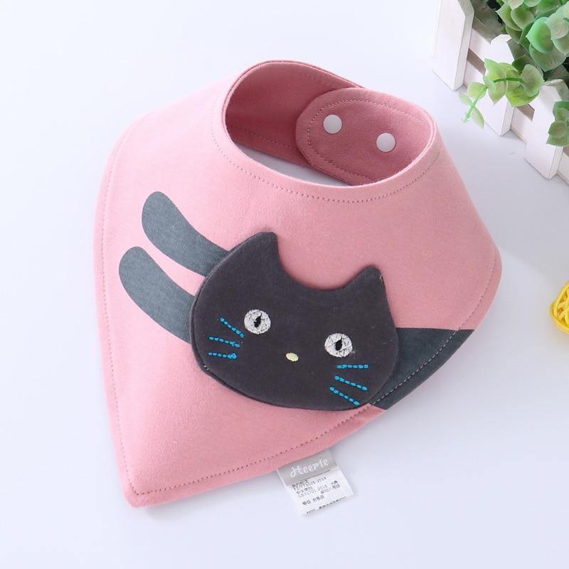 Baby Bibs Waterproof Triangle Cotton Cartoon Child Dribble Bibs Newborn Absorbent Cloth Bib for Kids in Cat Design - BIG FRENCHIES
