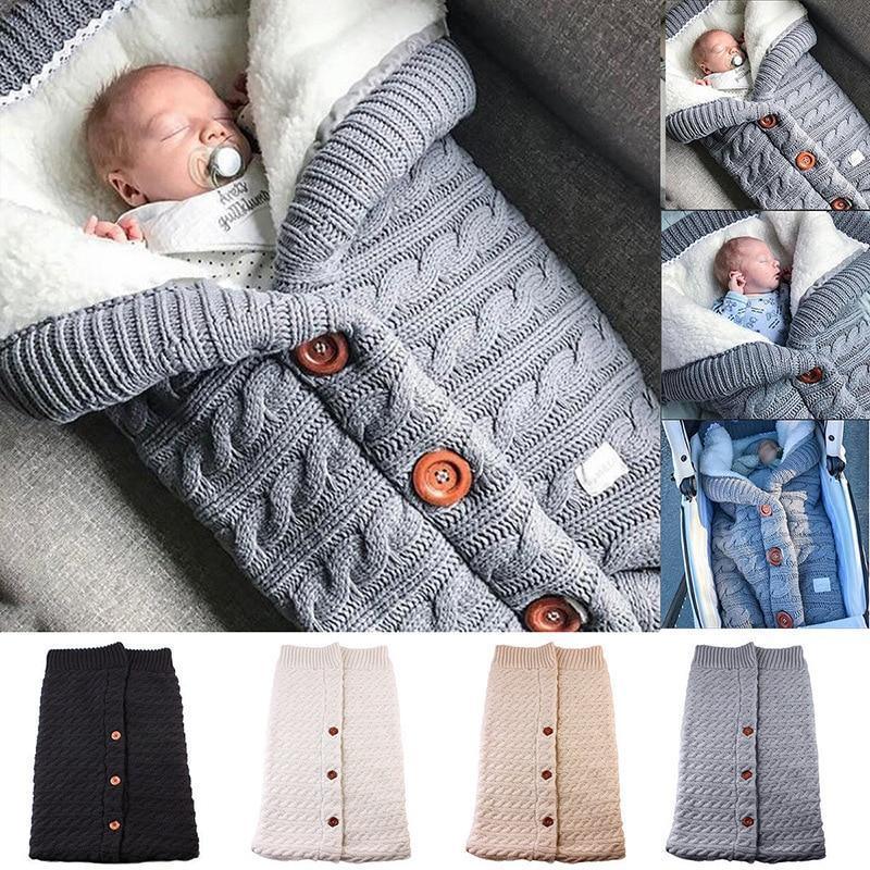 Handmade Wool Warm Baby Blanket Soft Baby Sleeping Bag Cotton Knitting Envelope Newborn Swadding Wrap Stroller blankets Gift for Shower - BIG FRENCHIES