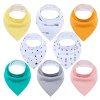 8PCS/SET Comfortable Colorful 100% Organic Cotton Adjustable Snaps Bandana Saliva Bibs For Baby Boys & Girls Kids - BIG FRENCHIES