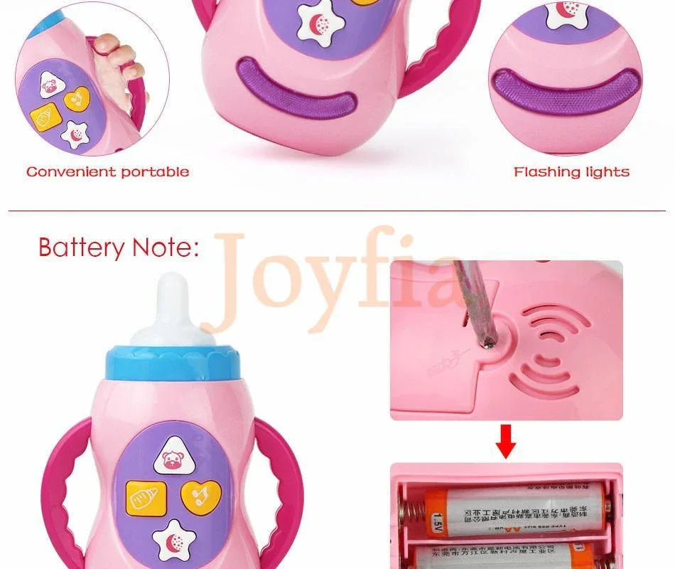 Baby Simulation Milk Bottle Toy LED Flashing Baby Bottle With Sound and Light Toys For Baby - BIG FRENCHIES