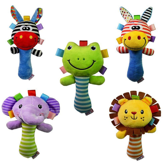 Soft Plush Baby Animal Hand Bells Baby Rattle Toys Newborn Gift Animal Style Hand Bell Rattle For Baby Kids - BIG FRENCHIES