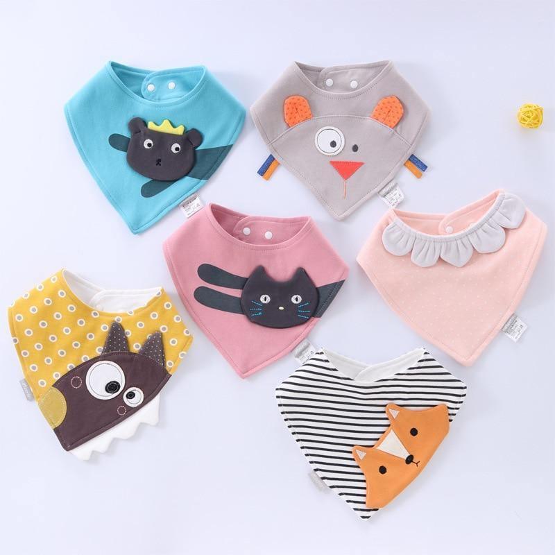 Baby Bibs Waterproof Triangle Cotton Cartoon Child Dribble Bibs Newborn Absorbent Cloth Bib for Kids in Cat Design - BIG FRENCHIES