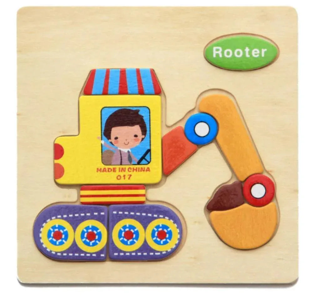 3D Wooden Children Interesting Puzzle Toys With Animals and Cars Exellent Puzzles Intelligence Kids Early Educational Toys For Children - BIG FRENCHIES