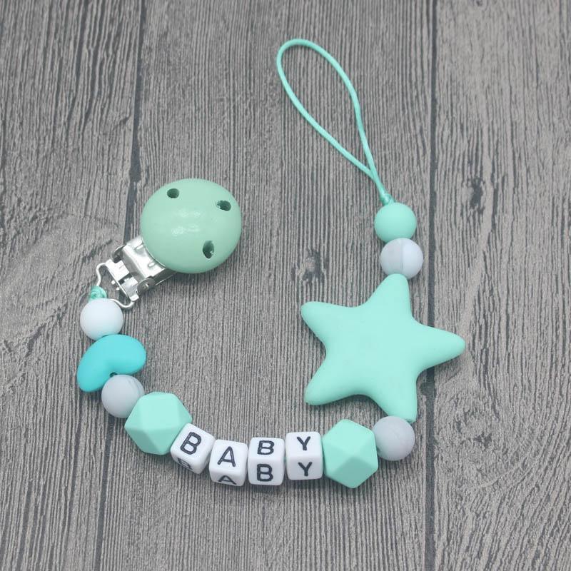 Personalized Name Handmade Pacifier Clips Holder Chain Silicone Pacifier Chains Baby Teether Teething Chain For Baby and Kids - BIG FRENCHIES
