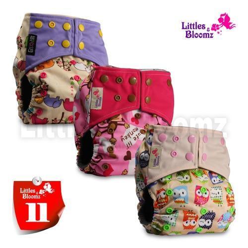 Modern Luxury Printed Washable Real Cloth Pocket Nappy,3 nappies/diapers Set For Girls and Boys Baby In Elegant Style - BIG FRENCHIES