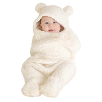 Winter Baby Blanket Cute Cartoon Bear Ears Newborn Swaddle Wrap Warm Unisex Infant Sleeping Bag Soft Envelope Kids Bedding Blanet for Baby - BIG FRENCHIES